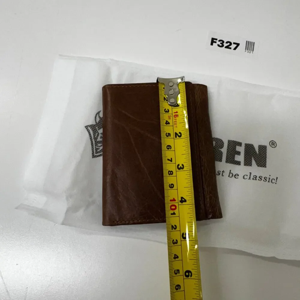 NEW Tauren Genuine Leather Trifold Wallet Brown Bifold Coin Pocket F327
